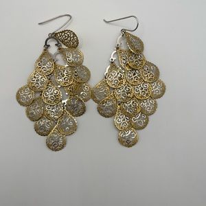 Sterling Silver 2 toned chandelier drop earrings